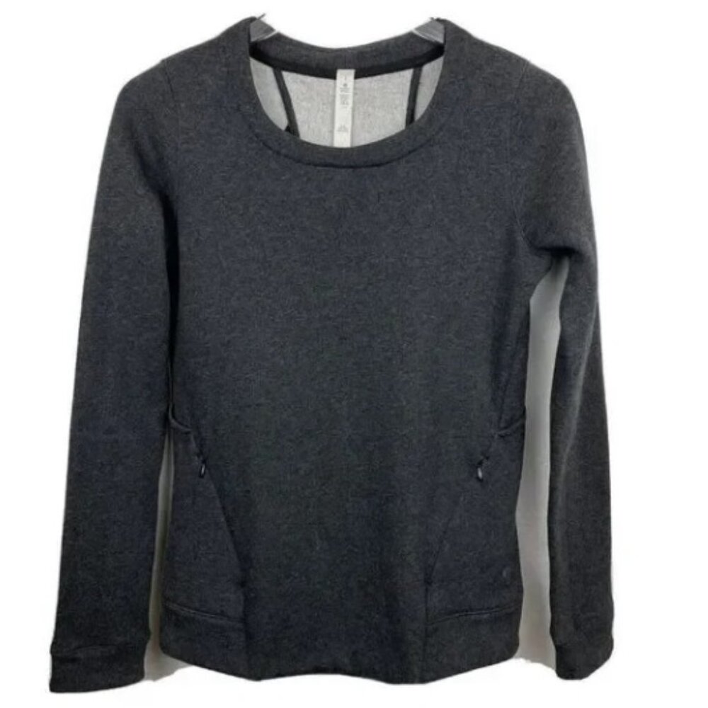 Lululemon Go Endeavor Long Sleeve Sweatshirt Gray Open Back Cut Out Size 2
